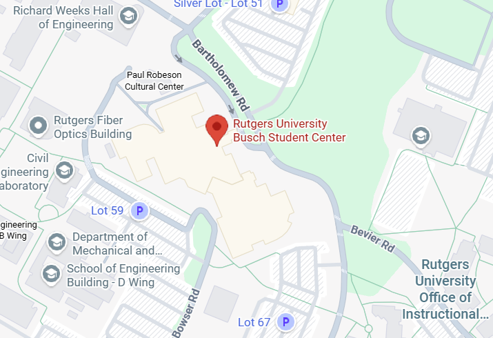 Map of Busch Campus showing the location of Busch Student Center